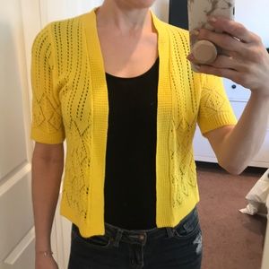 Yellow short sleeve cardigan